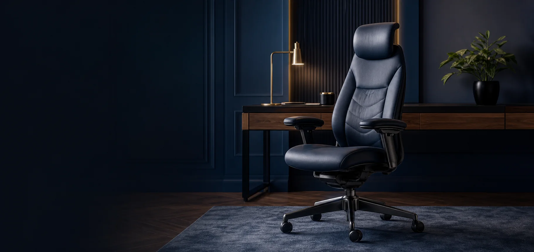 Escritório contemporâneo com cadeira ergonômica